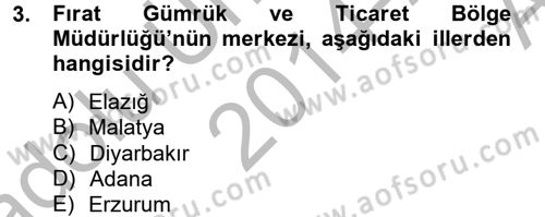 Dış Ticaretle İlgili Kurumlar ve Kuruluşlar Dersi 2014 - 2015 Yılı (Vize) Ara Sınav Soruları 3. Soru
