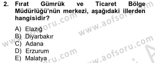 Dış Ticaretle İlgili Kurumlar ve Kuruluşlar Dersi 2014 - 2015 Yılı Tek Ders Sınav Soruları 2. Soru