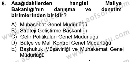 Dış Ticaretle İlgili Kurumlar ve Kuruluşlar Dersi 2014 - 2015 Yılı Tek Ders Sınav Soruları 8. Soru