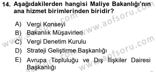 Dış Ticaretle İlgili Kurumlar ve Kuruluşlar Dersi 2015 - 2016 Yılı (Vize) Ara Sınav Soruları 14. Soru