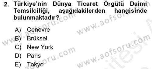 Dış Ticaretle İlgili Kurumlar ve Kuruluşlar Dersi 2015 - 2016 Yılı (Vize) Ara Sınav Soruları 2. Soru