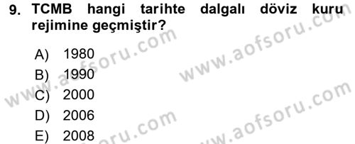 Dış Ticaretle İlgili Kurumlar ve Kuruluşlar Dersi 2015 - 2016 Yılı (Vize) Ara Sınav Soruları 9. Soru