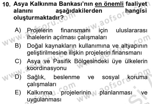 Dış Ticaretle İlgili Kurumlar ve Kuruluşlar Dersi 2015 - 2016 Yılı (Final) Dönem Sonu Sınav Soruları 10. Soru