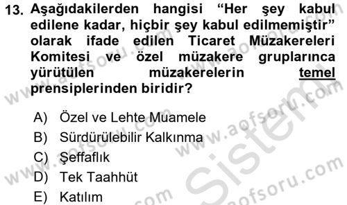 Dış Ticaretle İlgili Kurumlar ve Kuruluşlar Dersi 2015 - 2016 Yılı (Final) Dönem Sonu Sınav Soruları 13. Soru