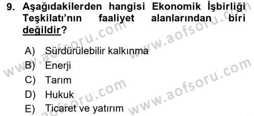 Dış Ticaretle İlgili Kurumlar ve Kuruluşlar Dersi 2015 - 2016 Yılı (Final) Dönem Sonu Sınav Soruları 9. Soru