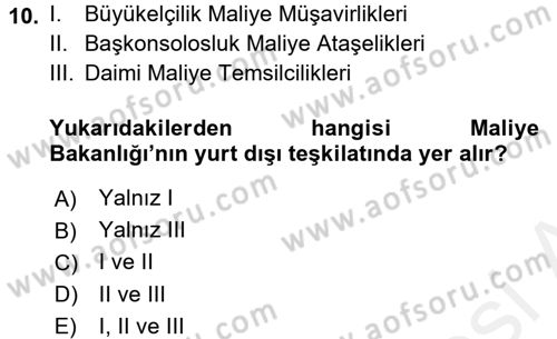 Dış Ticaretle İlgili Kurumlar ve Kuruluşlar Dersi 2015 - 2016 Yılı Tek Ders Sınav Soruları 10. Soru
