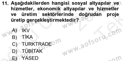 Dış Ticaretle İlgili Kurumlar ve Kuruluşlar Dersi 2015 - 2016 Yılı Tek Ders Sınav Soruları 11. Soru