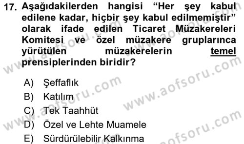 Dış Ticaretle İlgili Kurumlar ve Kuruluşlar Dersi 2015 - 2016 Yılı Tek Ders Sınav Soruları 17. Soru