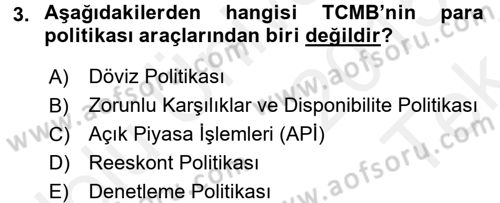 Dış Ticaretle İlgili Kurumlar ve Kuruluşlar Dersi 2015 - 2016 Yılı Tek Ders Sınav Soruları 3. Soru