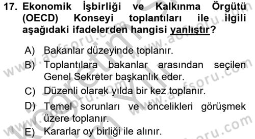Dış Ticaretle İlgili Kurumlar ve Kuruluşlar Dersi 2016 - 2017 Yılı 3 Ders Sınav Soruları 17. Soru