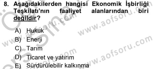 Dış Ticaretle İlgili Kurumlar ve Kuruluşlar Dersi 2016 - 2017 Yılı 3 Ders Sınav Soruları 8. Soru