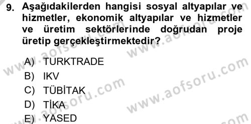Dış Ticaretle İlgili Kurumlar ve Kuruluşlar Dersi 2016 - 2017 Yılı 3 Ders Sınav Soruları 9. Soru