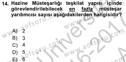 Dış Ticaretle İlgili Kurumlar ve Kuruluşlar Dersi 2016 - 2017 Yılı (Vize) Ara Sınav Soruları 14. Soru