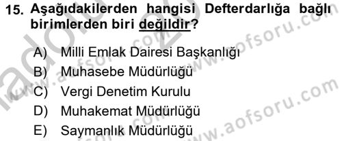 Dış Ticaretle İlgili Kurumlar ve Kuruluşlar Dersi 2016 - 2017 Yılı (Vize) Ara Sınav Soruları 15. Soru