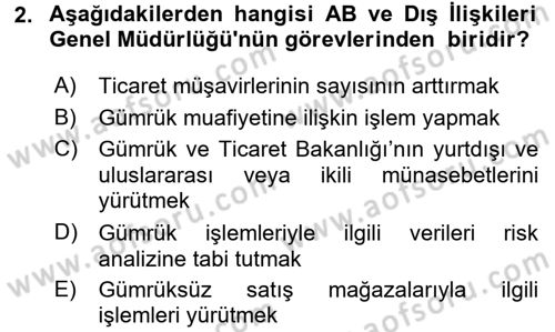 Dış Ticaretle İlgili Kurumlar ve Kuruluşlar Dersi 2016 - 2017 Yılı (Vize) Ara Sınav Soruları 2. Soru