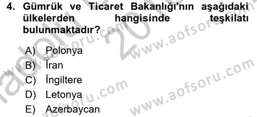 Dış Ticaretle İlgili Kurumlar ve Kuruluşlar Dersi 2016 - 2017 Yılı (Vize) Ara Sınav Soruları 4. Soru