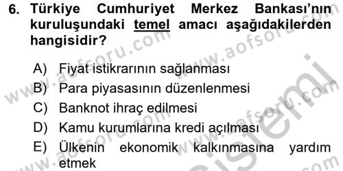 Dış Ticaretle İlgili Kurumlar ve Kuruluşlar Dersi 2016 - 2017 Yılı (Vize) Ara Sınav Soruları 6. Soru