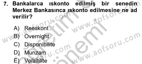 Dış Ticaretle İlgili Kurumlar ve Kuruluşlar Dersi 2016 - 2017 Yılı (Vize) Ara Sınav Soruları 7. Soru