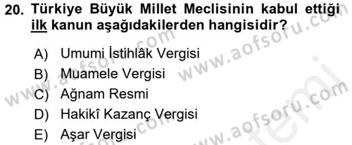 Dış Ticaretle İlgili Kurumlar ve Kuruluşlar Dersi 2017 - 2018 Yılı (Vize) Ara Sınav Soruları 20. Soru