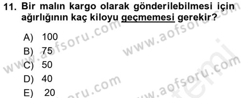 Dış Ticaretle İlgili Kurumlar ve Kuruluşlar Dersi 2017 - 2018 Yılı (Final) Dönem Sonu Sınav Soruları 11. Soru
