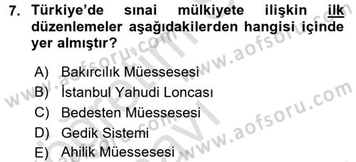 Dış Ticaretle İlgili Kurumlar ve Kuruluşlar Dersi 2018 - 2019 Yılı 3 Ders Sınav Soruları 7. Soru