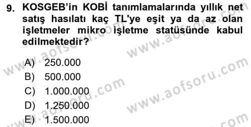 Dış Ticaretle İlgili Kurumlar ve Kuruluşlar Dersi 2018 - 2019 Yılı (Vize) Ara Sınav Soruları 9. Soru