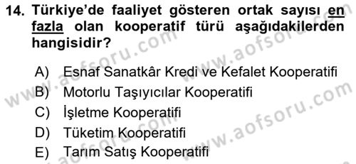 Dış Ticaretle İlgili Kurumlar ve Kuruluşlar Dersi 2018 - 2019 Yılı (Final) Dönem Sonu Sınav Soruları 14. Soru