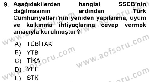 Dış Ticaretle İlgili Kurumlar ve Kuruluşlar Dersi 2018 - 2019 Yılı Yaz Okulu Sınav Soruları 9. Soru