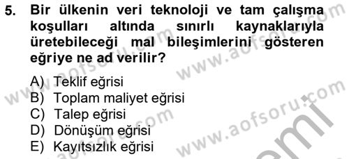 Uluslararası Ticaret Dersi 2012 - 2013 Yılı (Vize) Ara Sınav Soruları 5. Soru