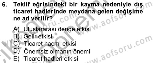 Uluslararası Ticaret Dersi 2012 - 2013 Yılı (Vize) Ara Sınav Soruları 6. Soru