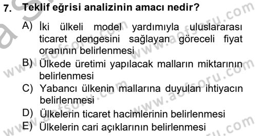 Uluslararası Ticaret Dersi 2012 - 2013 Yılı (Vize) Ara Sınav Soruları 7. Soru