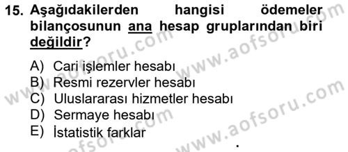 Uluslararası Ticaret Dersi 2012 - 2013 Yılı (Final) Dönem Sonu Sınavı 15. Soru