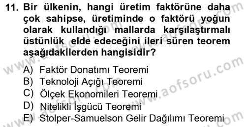 Uluslararası Ticaret Dersi 2013 - 2014 Yılı (Vize) Ara Sınav Soruları 11. Soru