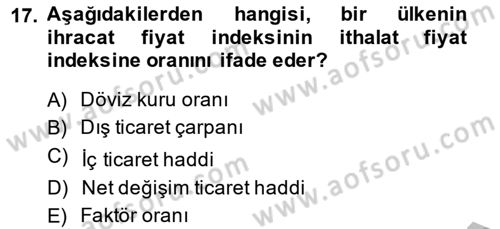 Uluslararası Ticaret Dersi 2013 - 2014 Yılı (Vize) Ara Sınav Soruları 17. Soru