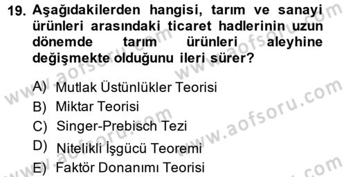 Uluslararası Ticaret Dersi 2013 - 2014 Yılı (Vize) Ara Sınav Soruları 19. Soru