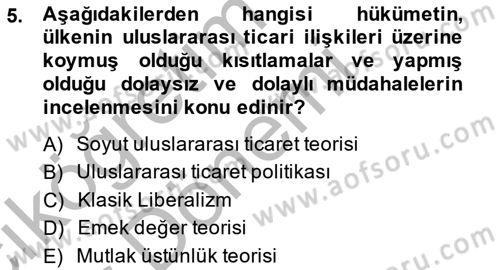 Uluslararası Ticaret Dersi 2013 - 2014 Yılı (Vize) Ara Sınavı 5. Soru