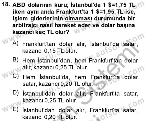 Uluslararası Ticaret Dersi 2013 - 2014 Yılı (Final) Dönem Sonu Sınav Soruları 18. Soru