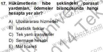Uluslararası Ticaret Dersi 2013 - 2014 Yılı Tek Ders Sınav Soruları 17. Soru