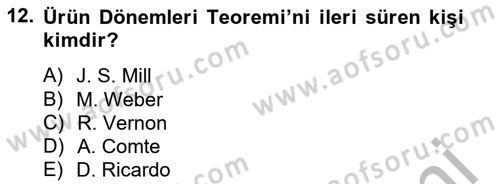 Uluslararası Ticaret Dersi 2014 - 2015 Yılı (Vize) Ara Sınav Soruları 12. Soru