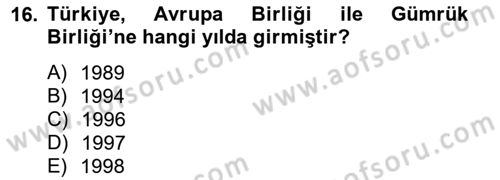 Uluslararası Ticaret Dersi 2014 - 2015 Yılı (Vize) Ara Sınav Soruları 16. Soru