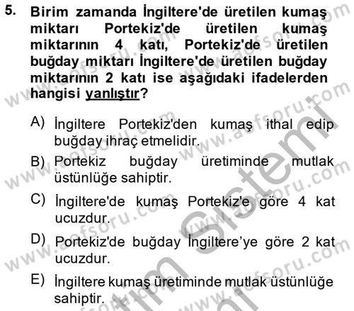 Uluslararası Ticaret Dersi 2014 - 2015 Yılı (Vize) Ara Sınav Soruları 5. Soru