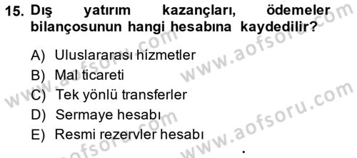 Uluslararası Ticaret Dersi 2014 - 2015 Yılı (Final) Dönem Sonu Sınav Soruları 15. Soru