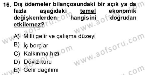 Uluslararası Ticaret Dersi 2014 - 2015 Yılı (Final) Dönem Sonu Sınav Soruları 16. Soru