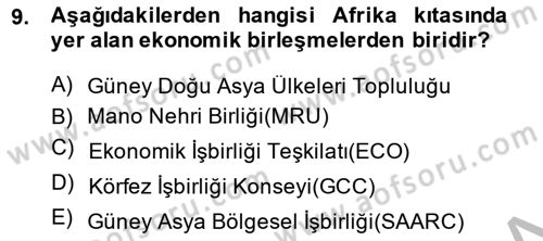 Uluslararası Ticaret Dersi 2014 - 2015 Yılı (Final) Dönem Sonu Sınav Soruları 9. Soru