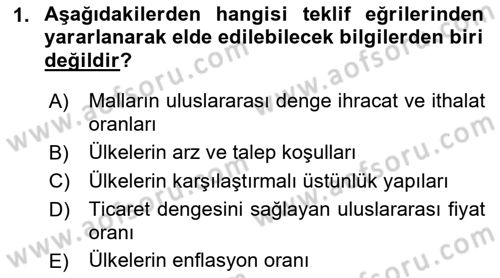 Uluslararası Ticaret Dersi 2015 - 2016 Yılı (Vize) Ara Sınavı 1. Soru