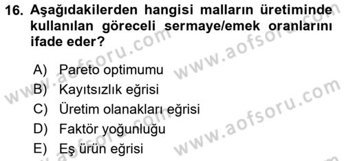 Uluslararası Ticaret Dersi 2015 - 2016 Yılı (Vize) Ara Sınavı 16. Soru