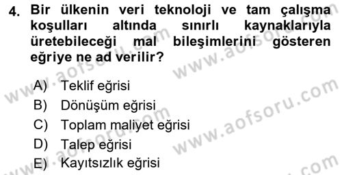 Uluslararası Ticaret Dersi 2015 - 2016 Yılı (Vize) Ara Sınavı 4. Soru