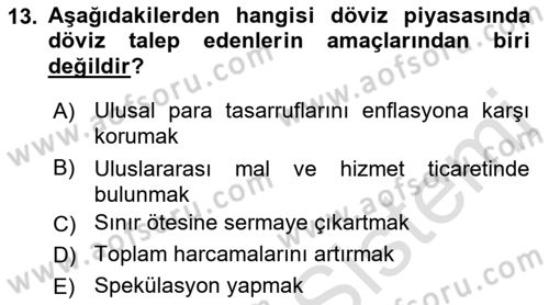 Uluslararası Ticaret Dersi 2015 - 2016 Yılı (Final) Dönem Sonu Sınav Soruları 13. Soru