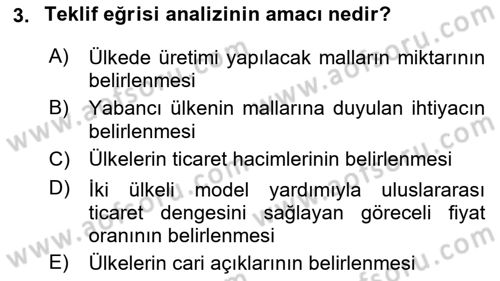 Uluslararası Ticaret Dersi 2016 - 2017 Yılı (Vize) Ara Sınavı 3. Soru