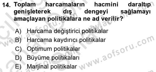 Uluslararası Ticaret Dersi 2016 - 2017 Yılı (Final) Dönem Sonu Sınav Soruları 14. Soru